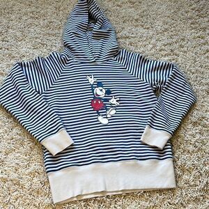 UNIQLO x DISNEY Sweatshirt Hooded Hoodie.  Striped Blue / White Disney Mickey S
